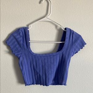 Blue Ribbed Crop Top